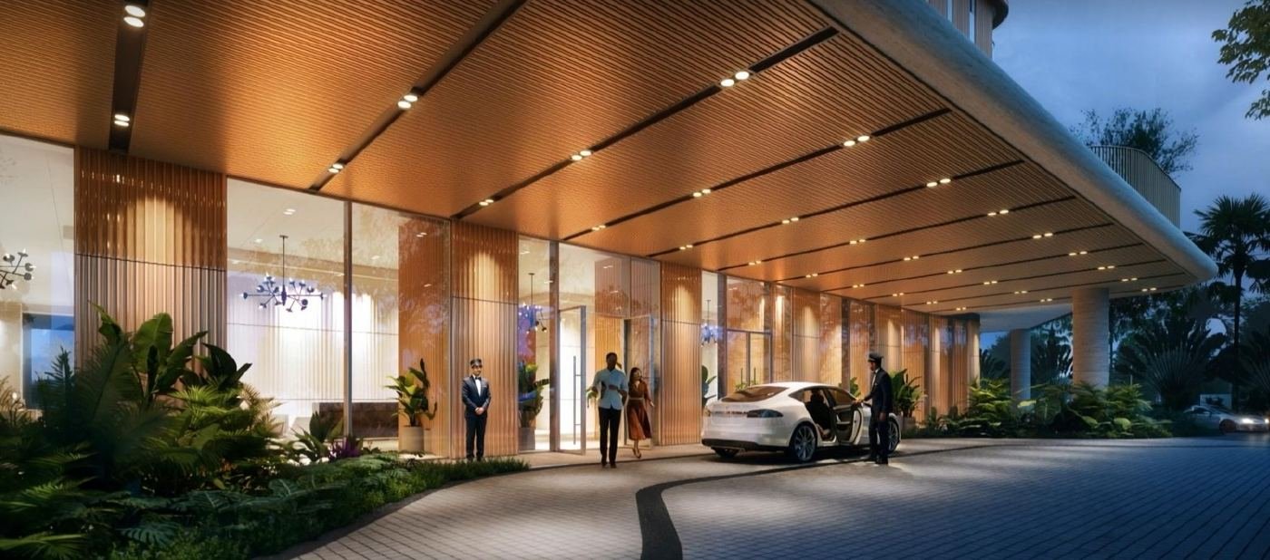 Drop-off and arrival lobby at DLF The Aureva (artist's impression)