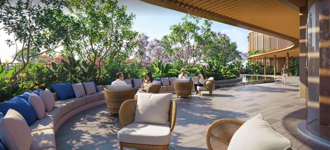 Landscaped garden terrace at DLF The Aureva (artist's impression)