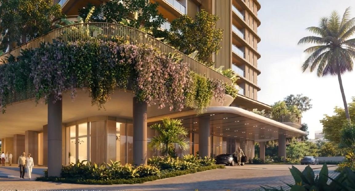 Landscaped podium and porch at DLF The Aureva (artist's impression)